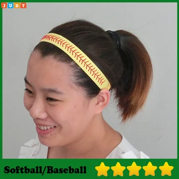 

2016 High quality Real leather yellow fastpitch softball/baseball seam headbands