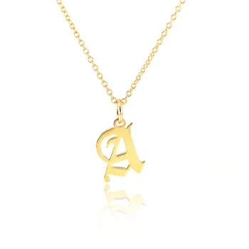 

Old English Style Necklace,Custom A-Z Capital Letter Necklace,Silver Tiny Pendant,Custom Gift for Christmas
