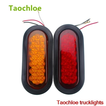 

2pcs 12v 6" 24-LED Oval Red Stop/Turn Signal/Brake/Marker/Tail LED Light, Flush Mount for Truck Trailer Trail Bus Red