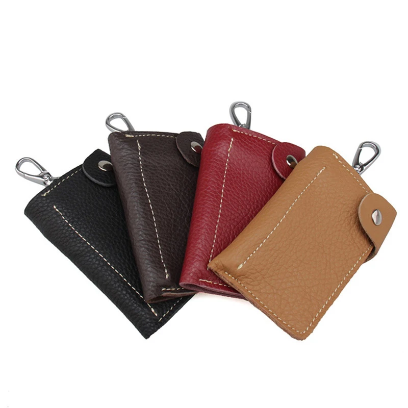 slim compact key holder key pouch leather