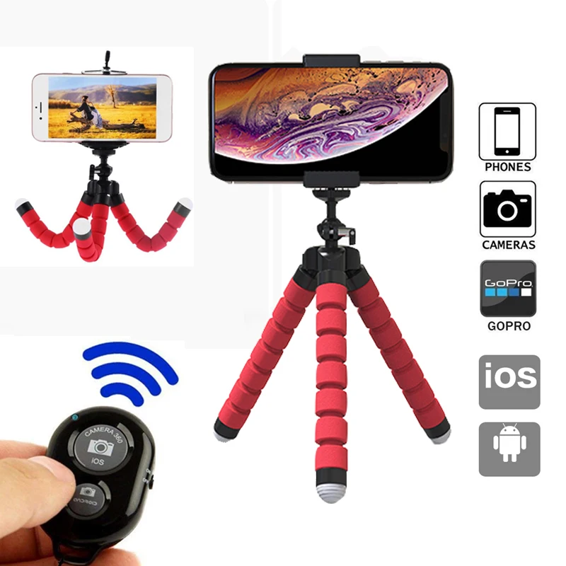 

Mini Flexible Sponge Octopus Tripod For Gopro Camera Tripod For iPhone Huawei Smartphone Accessory With Phone Holder Clip