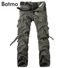 Batmo Новое поступление, высокое качество, хлопок, много карманов, серые брюки карго для мужчин, мужские повседневные штаны 6 цветов, плюс-размер 28-40