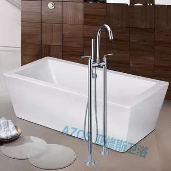 

Bathtub Faucets Luxury Ceramic Valve Water Mixers Floor Stand Hand Hold Bathroom Shower Sauna Kit LDTZ014