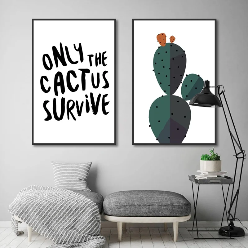 

Nordic Decoration Home Art Posters and Prints Simple Creative Cactus Canvas Painting Modular Wall Art Pictures for Living Room
