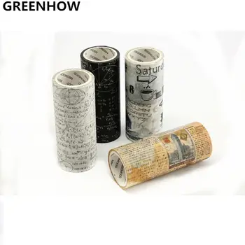 

GREENHOW Retro Romantic Text Flower Wreath Decorative Washi Tape DIY Planner Diary Scrapbooking Masking Tape Escolar 6009