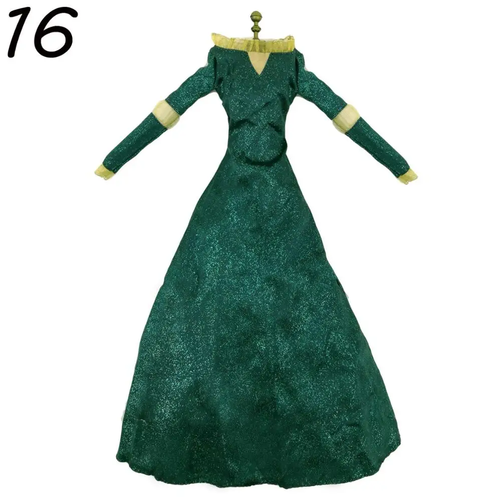 Lot Classic Dress Copy Elsa Bella Princess Party Ball Gown Dancing Fairytale Skirt Doll Accessories Clothes For 17 inch Doll Toy - Цвет: For Merida -16