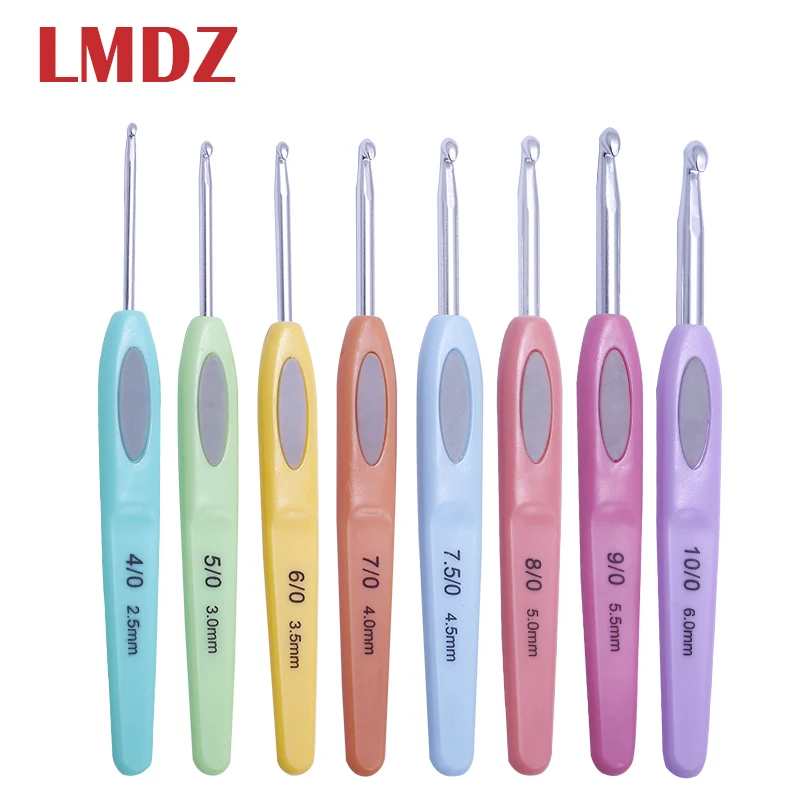 LMDZ 8 шт. набор крючков для вязания крючком пластиковые ручки алюминиевые спицы для вязания плетение крафт пряжа спицы для вязания набор инструментов для шитья