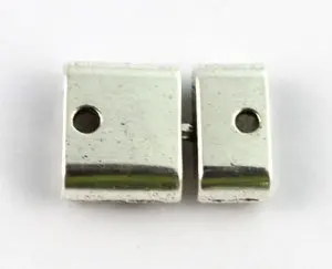 60 Sets Тибетский серебряный квадрат застежка для 13x4 мм кожаный шнур A15110