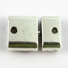 60 Sets Тибетский серебряный квадрат застежка для 13x4 мм кожаный шнур A15110