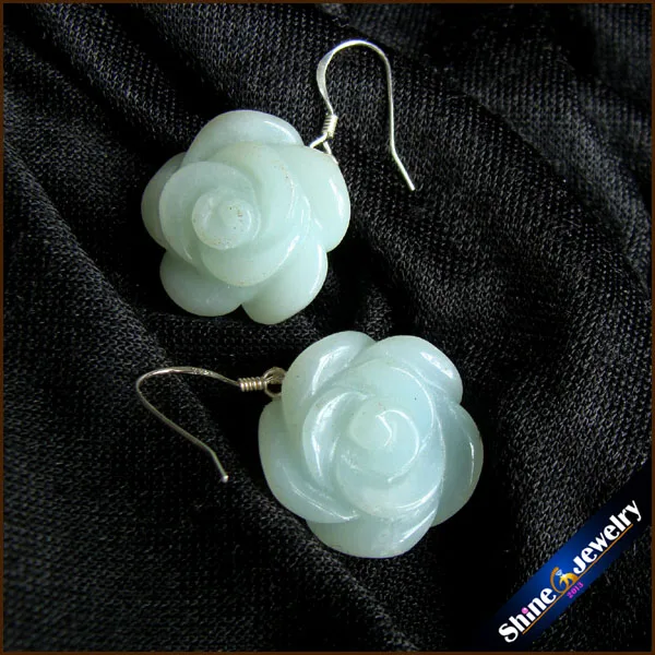 

100% Natural Stone Green Amazonite Dangle earring female Real 925 Sterling Silver Apates earrings for women Fashion Jewelry H064