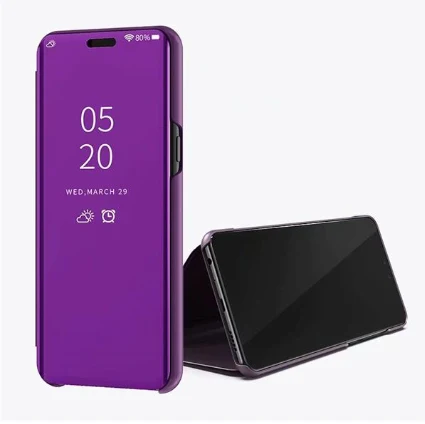 Умный зеркальный флип-чехол для телефона Xiaomi Redmi Note 7, 6, 5 Pro, Прозрачный чехол для Redmi Note 4, 4X, 5A, чехол для Redmi 5 Plus, S2 - Цвет: Purple Red
