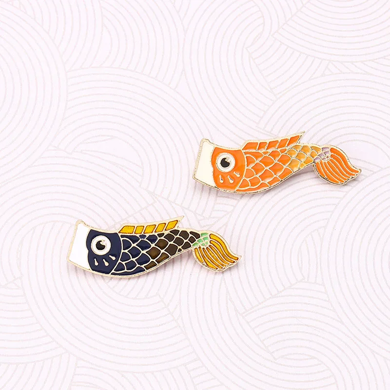 2 шт./компл. мультфильм Карп японская брошь с рыбой синий красный мода животных