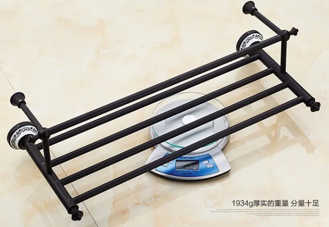 Высокое качество масло черный фиксированный держатель для полотенец для ванной латунная стойка для полотенец Держатель для отель или дом для ванной комнаты полка для хранения