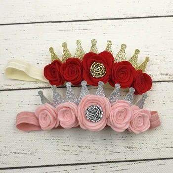

Flower Crown Headband Baby Girls Glitter Crown Hair Ties 20 Pcs/lot Newborn Party Headwear Girls Headband Sweet Hair Accessories