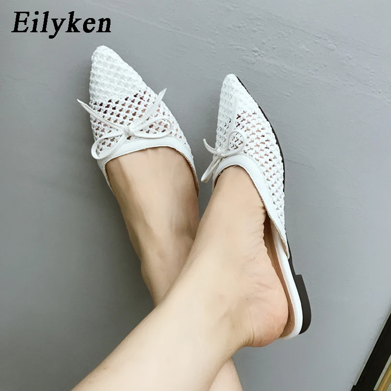

Eilyken 2019 New Spring Autumn Fashion Flat Pointed Toe Slippers Slip On Loafers Mules Lazy Casual Slippers Shoes