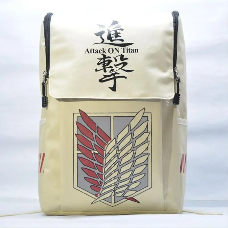 

New Fashion Rushed Printing Animated Cartoon School Bag Unisex Teenagers Women Mochila Softback Attack On Titan Canvas Backpack