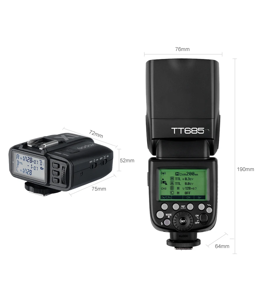 2x Godox TT685N 2,4G Беспроводная HSS 1/8000s i-ttl вспышка Speedlite+ X1T-N триггер+ 10x2500 mAh батарея для цифровых зеркальных фотокамер Nikon