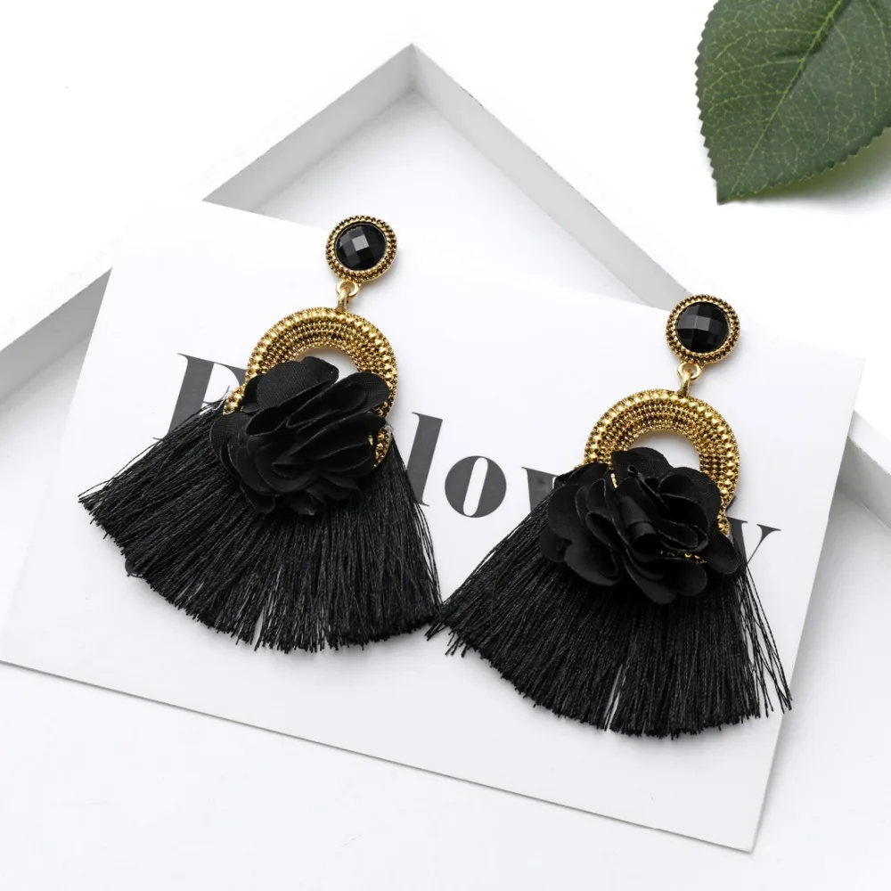 ZOSHI Bohemian Earring Long Tassel Drop Earrings For Women Girl 2020 Fashion Flower Crystal Earring Brincos Female Jewelry