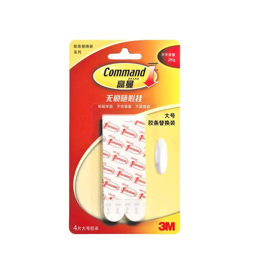 3M Command Adhesive Clear Assorted Pack Mounting Refill Strips Large 4