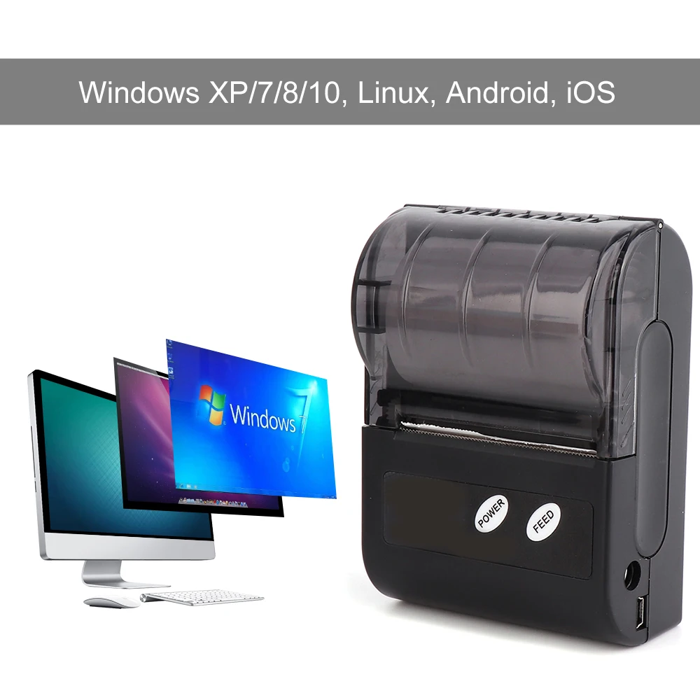 

ISSYONEPOS 58MM Thermal Printer Portable Wireless Receipt Machine POS Receipt Printer for Windows Android iOS IMP025