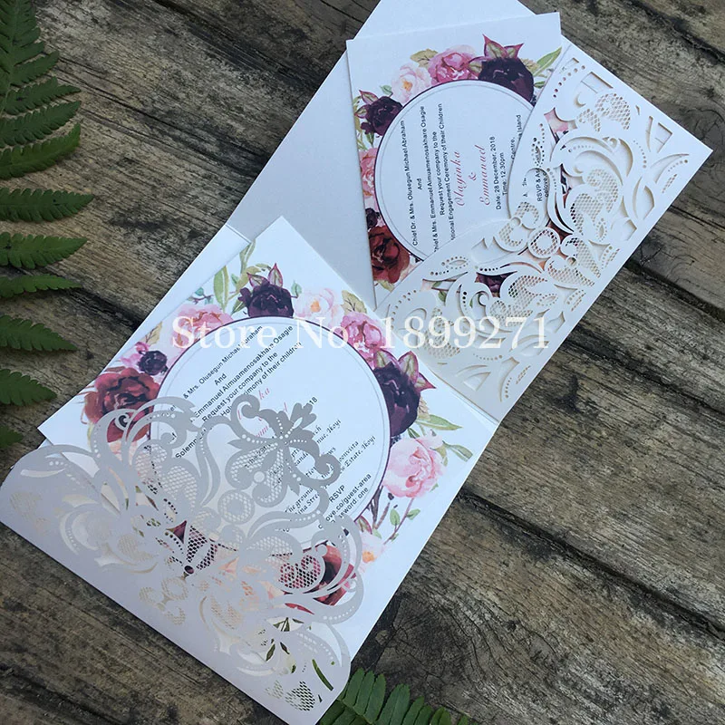 50 шт. Customizd Кружева Свадьба все для праздника лазерная резка приглашения Элегантные пригласительные карты Diecut свадебные карточки