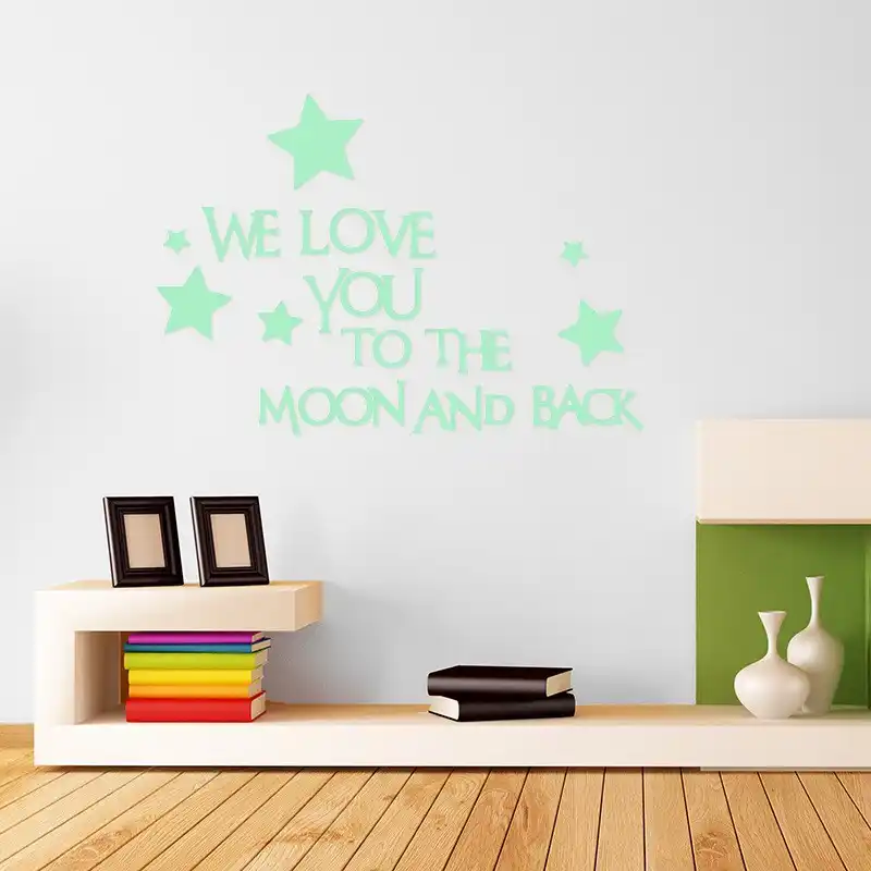 Наклейка с надписью We Love You to The Moon and Back Star|Наклейки на стену| |