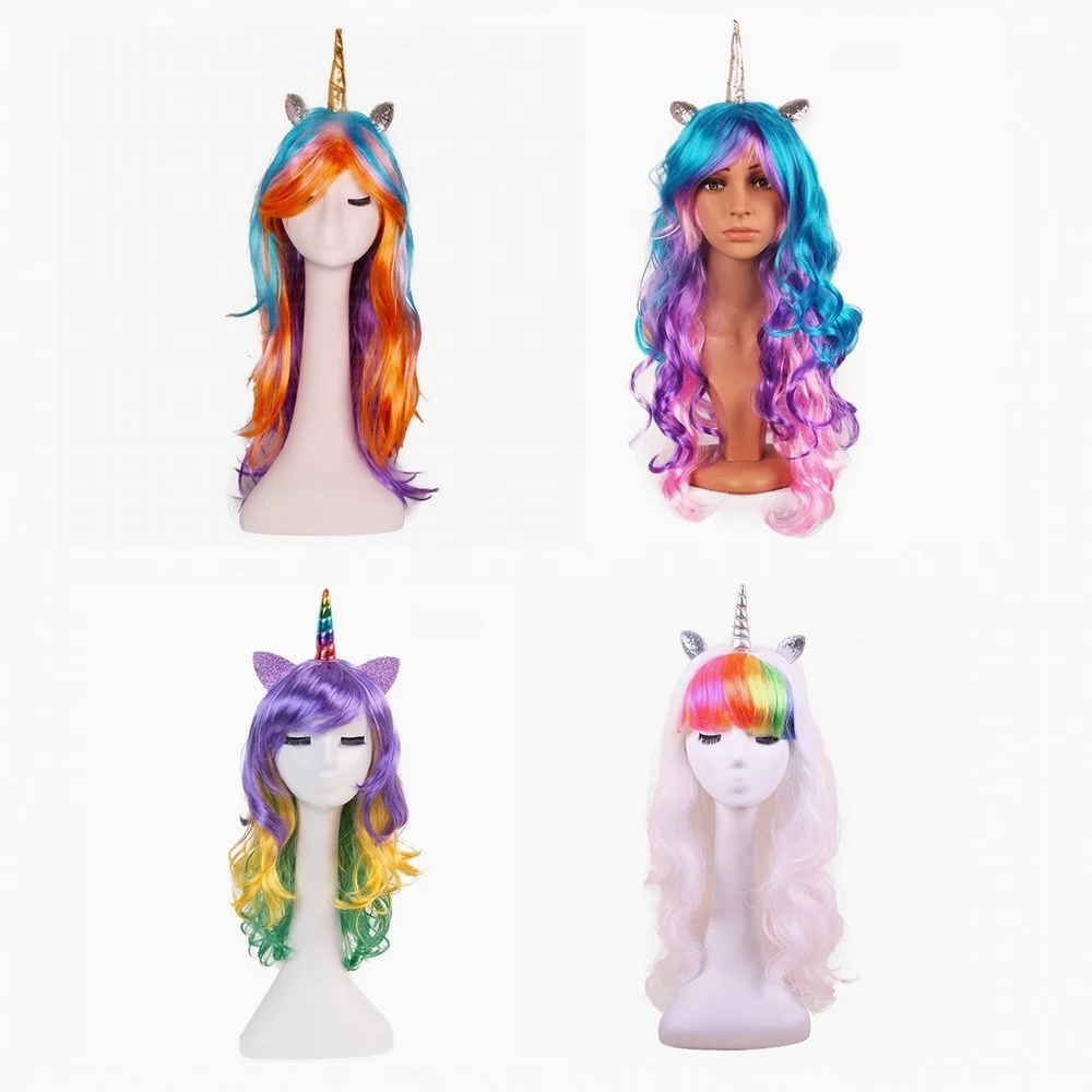 Rainbow Unicorn Wig Halloween Decoration Bachelorette Party Decoration