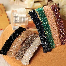 1 пара корейские модные шпильки Женские трендовые полностью хрустальные стразы заколки для волос с бисером черные аксессуары ювелирные изделия