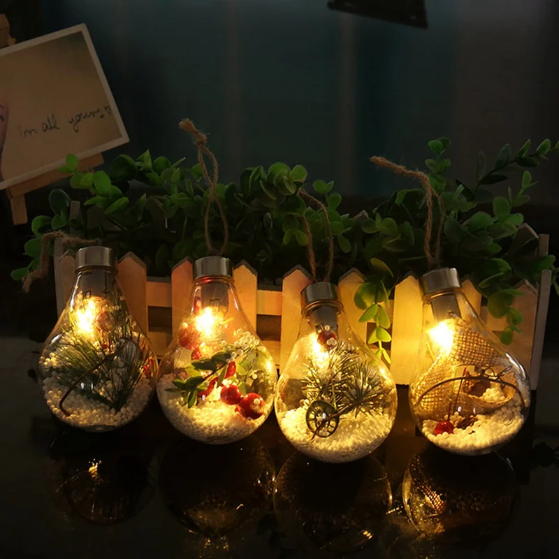 

2018 New Christmas Tree Outdoor Sun Copper Wire Spherical Bulb Suspension Lamp LED Plastic Ball Christmas Decorations For Home