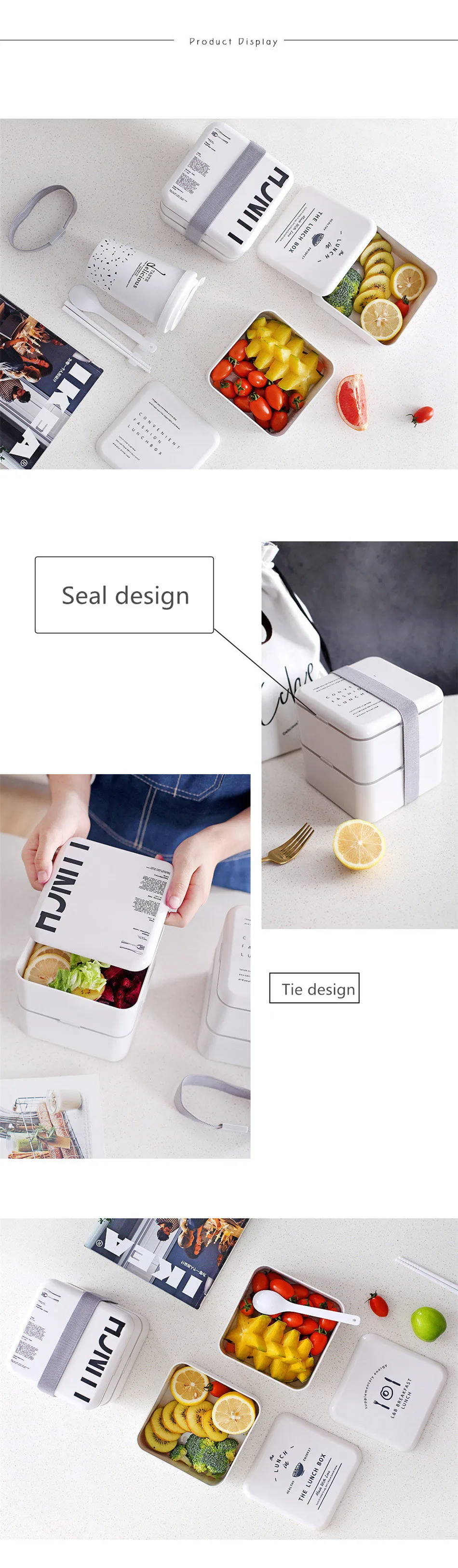 Baispo японский стиль Ланч-бокс для детей 2 слоя Портативный Bento box Герметичный пищевой контейнер для пикника студенческий контейнер для еды