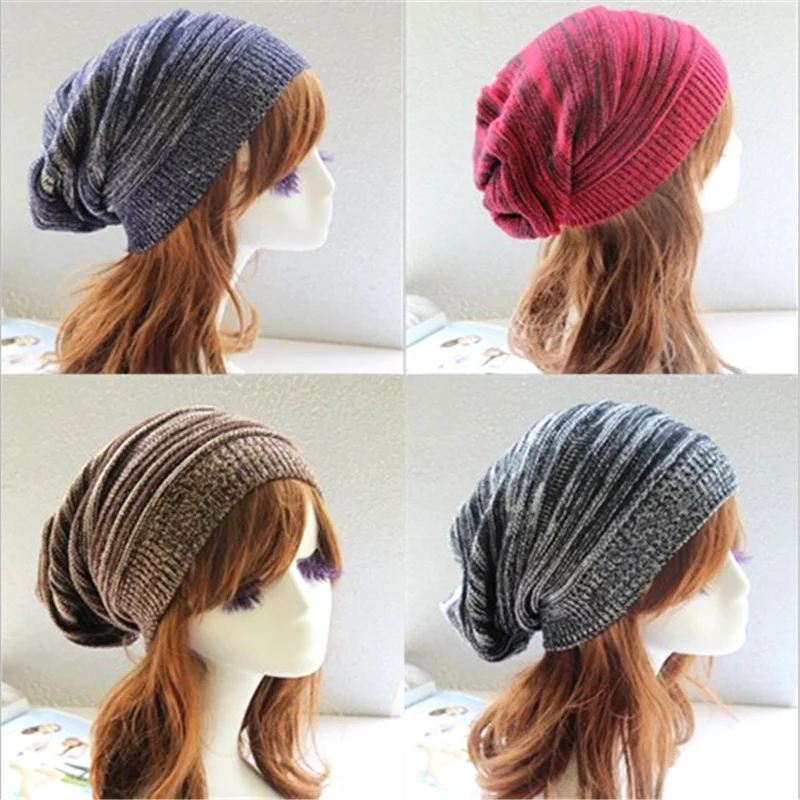 

Explosive models two-color layer folds hat warm head pile hats hip-hop knit wool hat