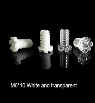 

M6*10 hollow screw Pitch 1.0 MM Transparent clear LED Light screw,pc acrylic plastic wire grommet cable outlet Hollow bolt