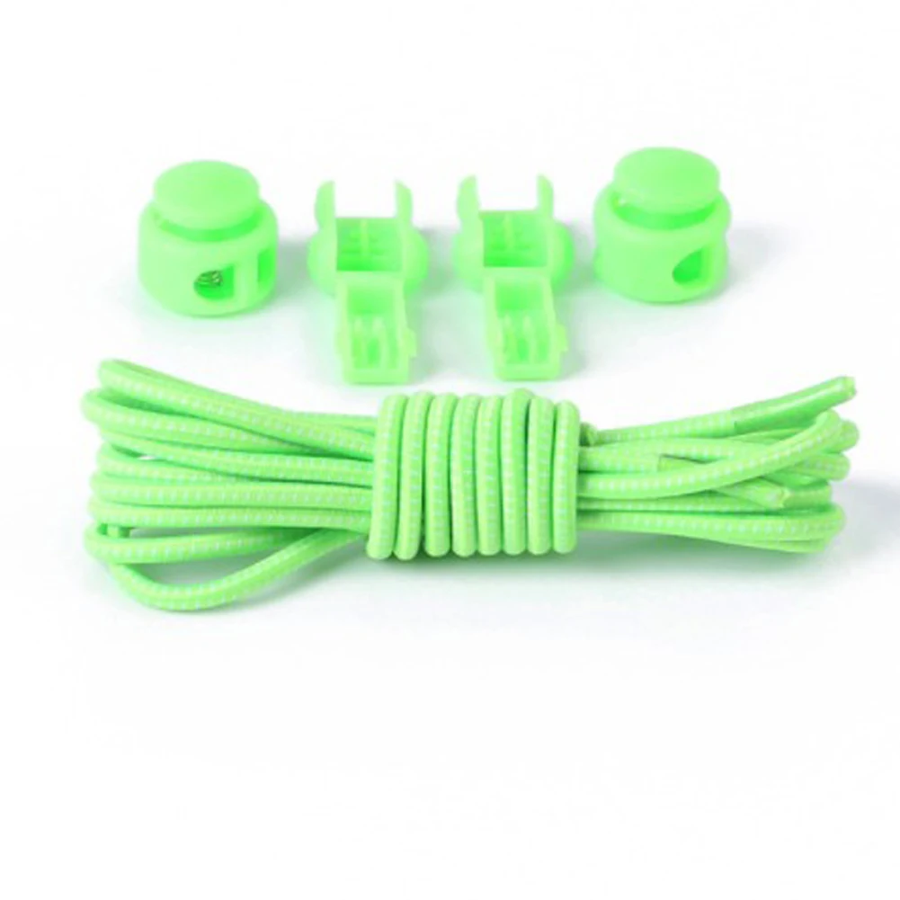 fluorescent green 1 пара эластичных шнурков 100 см, 24 цвета, унисекс, круглые шнурки для кроссовок, спортивная обувь, аксессуары - Цвет: fluorescent green