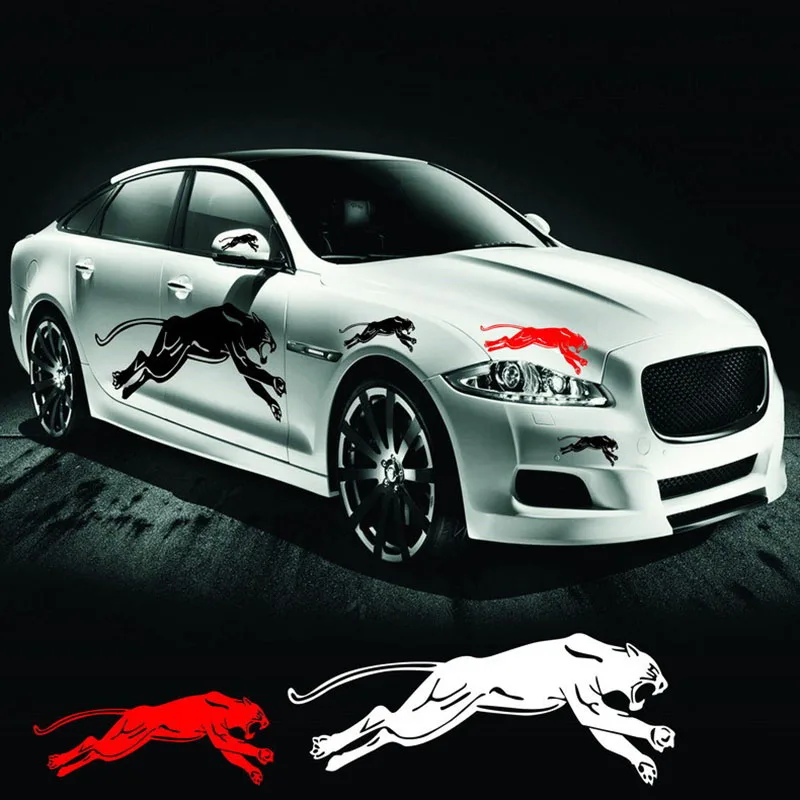 

2Pcs/Set Car Styling Auto Black Leopard Hood Sideways Vinyl Graphic Car Sticker Side Decal Stripe DIY Car Body Decals 19*6.5cm
