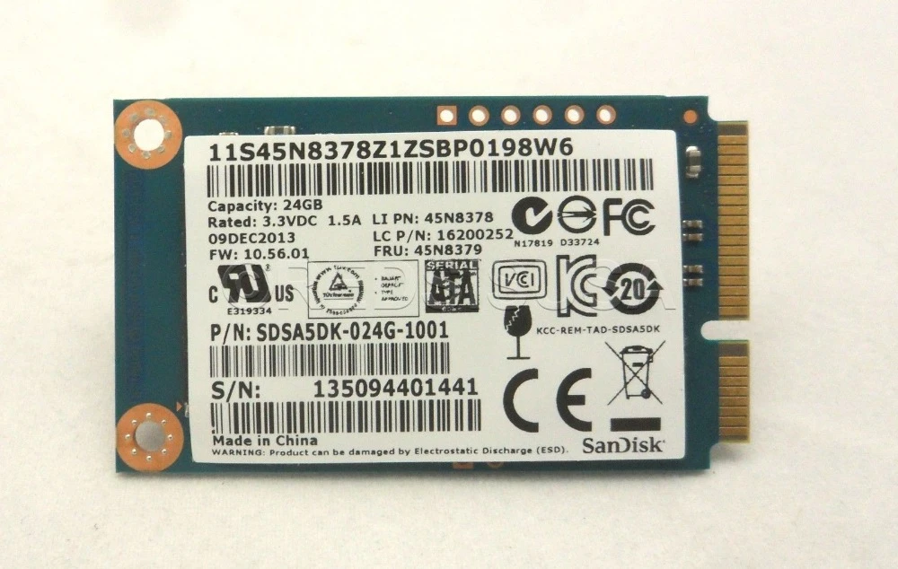 24GB mSATA SSD SDSA5DK-024G-1001 45N8378 45N8379 SDSA5DK-024G
