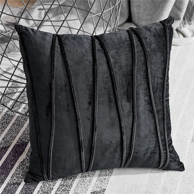 Topfinel, мягкие бархатные полосатые Чехлы для подушек, скандинавские наволочки, декоративные наволочки для дома, дивана, кресла - Цвет: Black