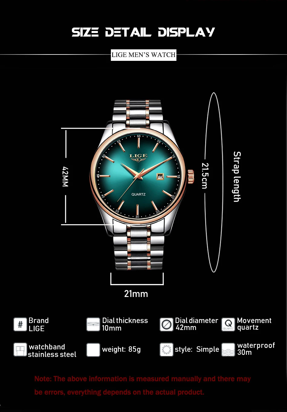 LIGE Топ Бренд роскошные часы для мужчин нержавеющая сталь водонепроницаемые часы Спортивные кварцевые для мужчин s наручные часы Бизнес часы relogio masculino