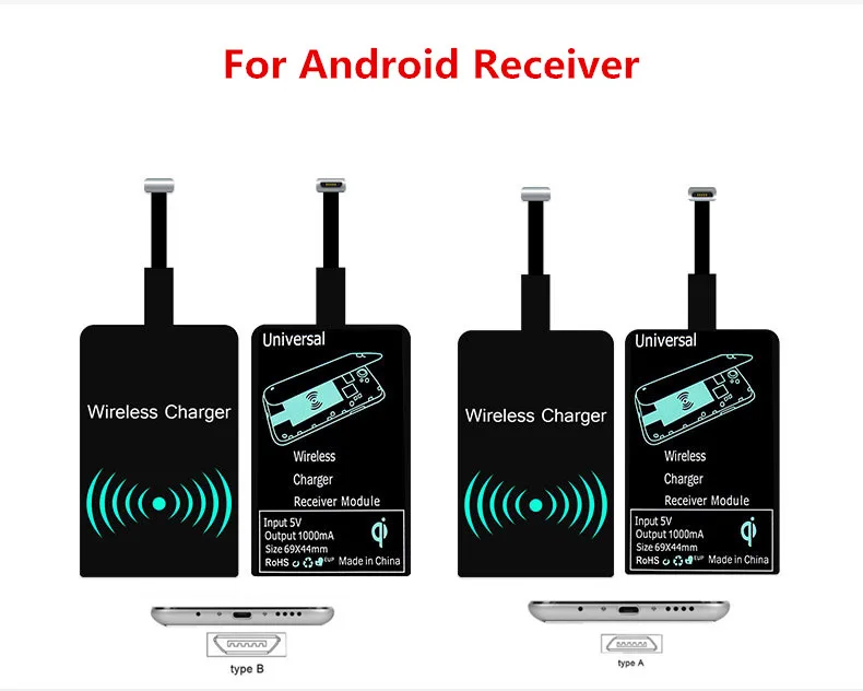 QI Wireless Charger Receiver Micro USB Universal Charging Adapter Receptor For Xiaomi Huawei