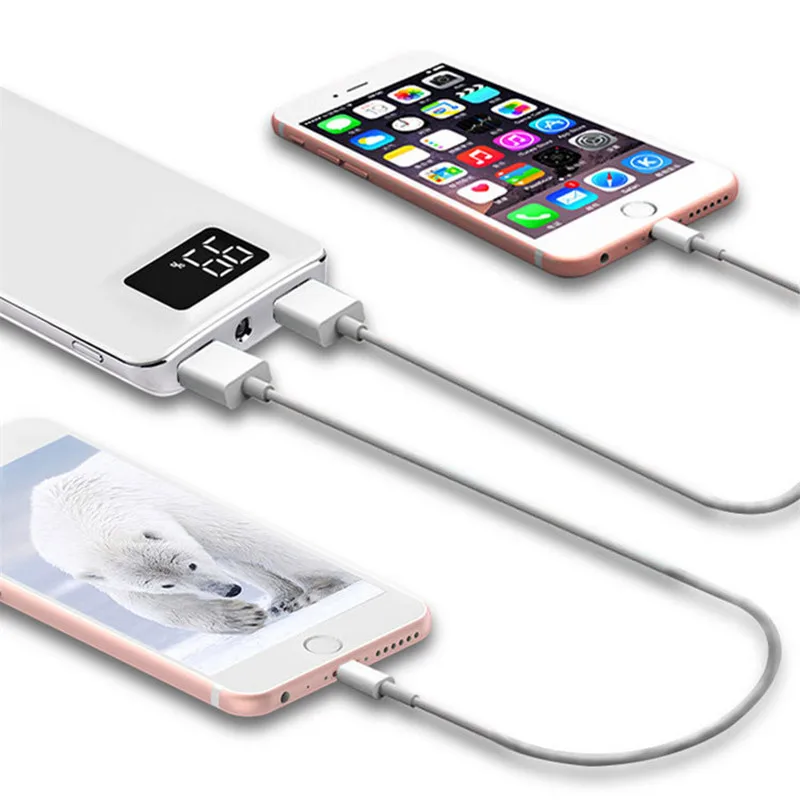 Мощность Bank 30000 mah внешняя Батарея повербанк 2 USB светодиодный банк Портативный