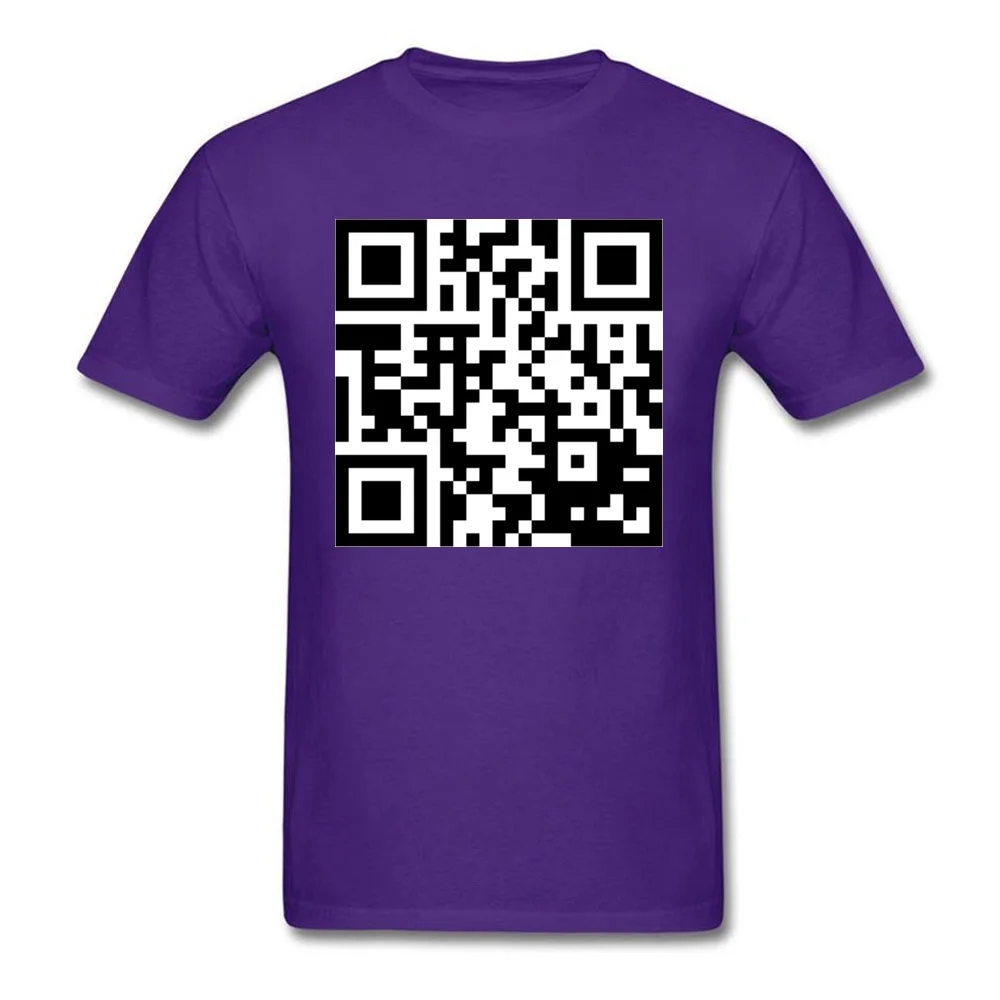 QR Code Top T-shirts Casual Short Sleeve Fashionable Crewneck 100% Cotton Tops Shirt Street Clothing Shirt for Boys Summer Fall QR Code purple