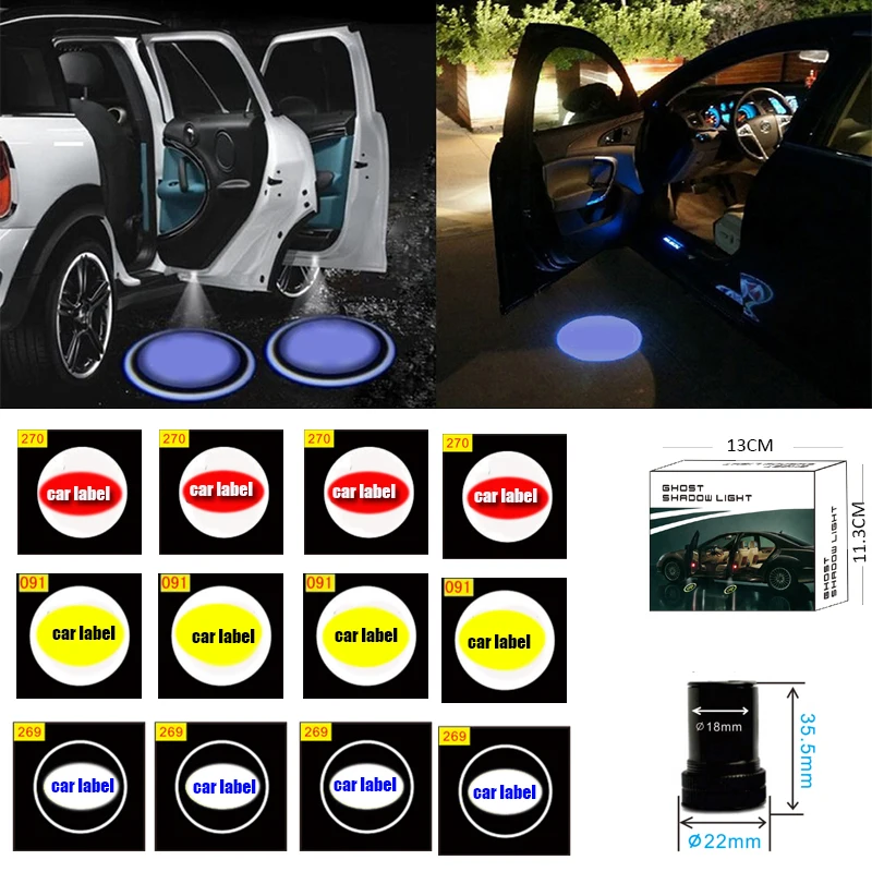 

2X Logo projector LED Lamp Car Door Welcome Lights accessories for seat Fiat alfa chevrolet Citroen buick cadillac jaguar Smart