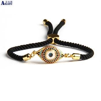 

Ailatu New Colorful Cz Turkish Lucky Abalone Eye String Connector Diy Bracelets Top Quality