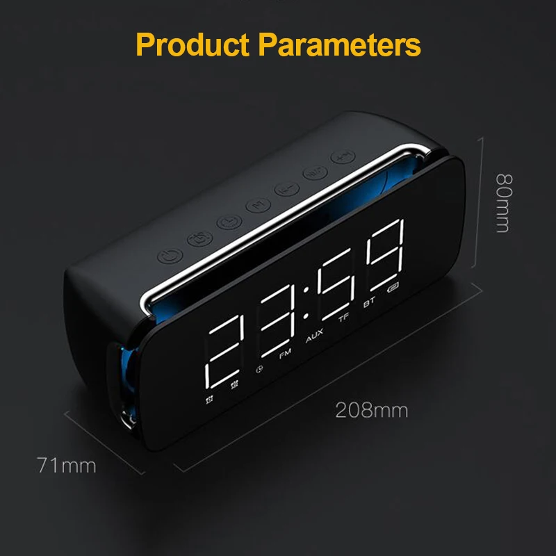  LEORY T68 Dual Loudspeaker Subwoofer LED Wireless bluetooth Speaker Alarm Clock FM Radio Speaker Co - 33022537835