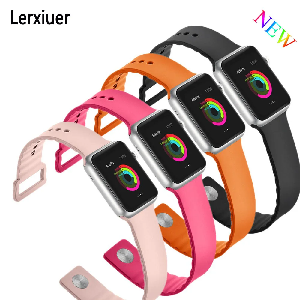 

Sport loop For Apple Watch 4 band 44mm 40mm iwatch series 3 2 1 42mm 38mm wrist Bracelet Rubber watchband belt fashion correa