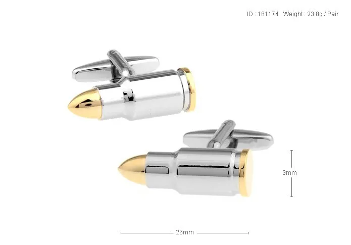 Мужские дизайнерские запонки золотого цвета дизайн пули дизайн пистолет запонки 007 серия военных армии