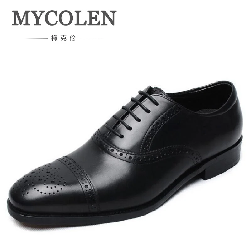 MYCOLEN Men Flat Cowhide Leather Carved Men Oxfords Lace-Up Business Men Shoes Round Toe Men Dress Shoes Black Erkek Ayakkabi цена MYCOLEN Men Flat Cowhide Leather Carved Men Oxfords Lace-Up Business Men Shoes Round Toe Men Dress Shoes Black Erkek Ayakkabi цены онлайн