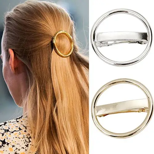 

Fashion Women's Hairpin Punk Circle Golden Silver Alloy Round Hair Clip Clamp Headwear