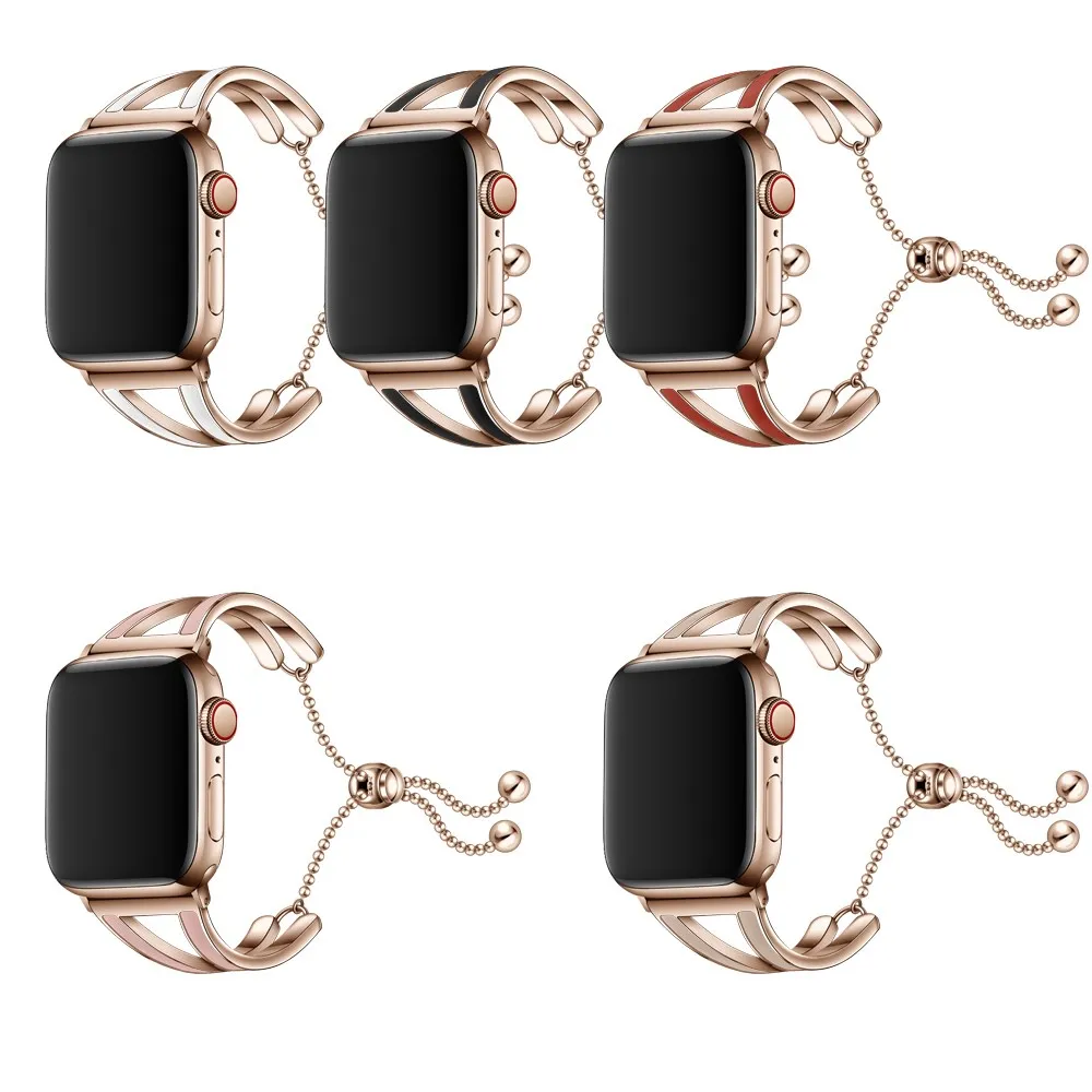 

2019 New Rose Gold Ladies Bracelet Band For Apple Watch 4 Bands 44mm 40mm For iWatch 4 3 2 1 Replacement Wrist Strap 42mm 38mm