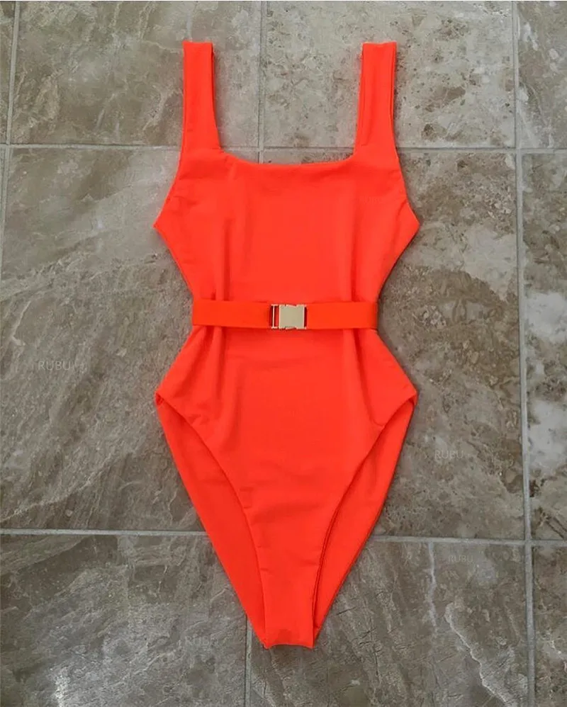 2018 Maillot De Bain Femme Une Piece Badpak сексуальное однотонное с поясом цельный купальник