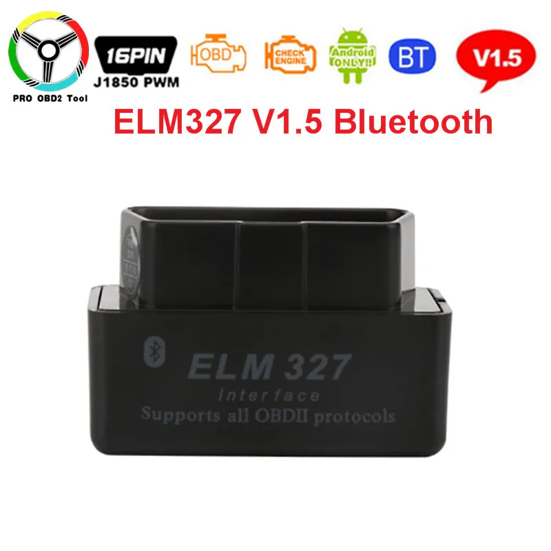 Супер Мини ELM327 V1.5 Bluetooth PIC18F25K80 ELM 327 1,5 OBD2 автомобильный диагностический инструмент поддержка J1850 протоколов - Цвет: Черный